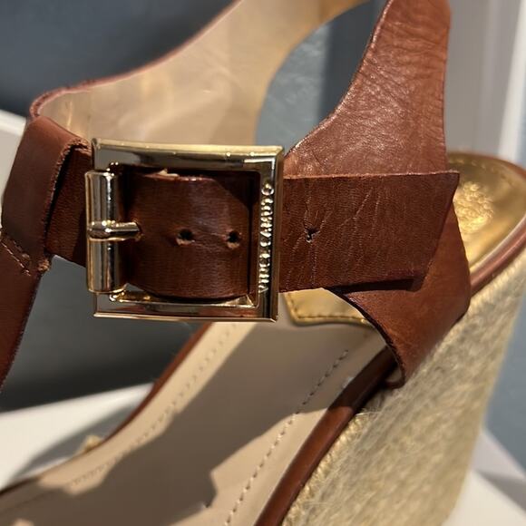 Vince Camuto Sandals Tinsell Sling Back Espadrille Wedge Platform Open Toe 9M - Picture 9 of 11